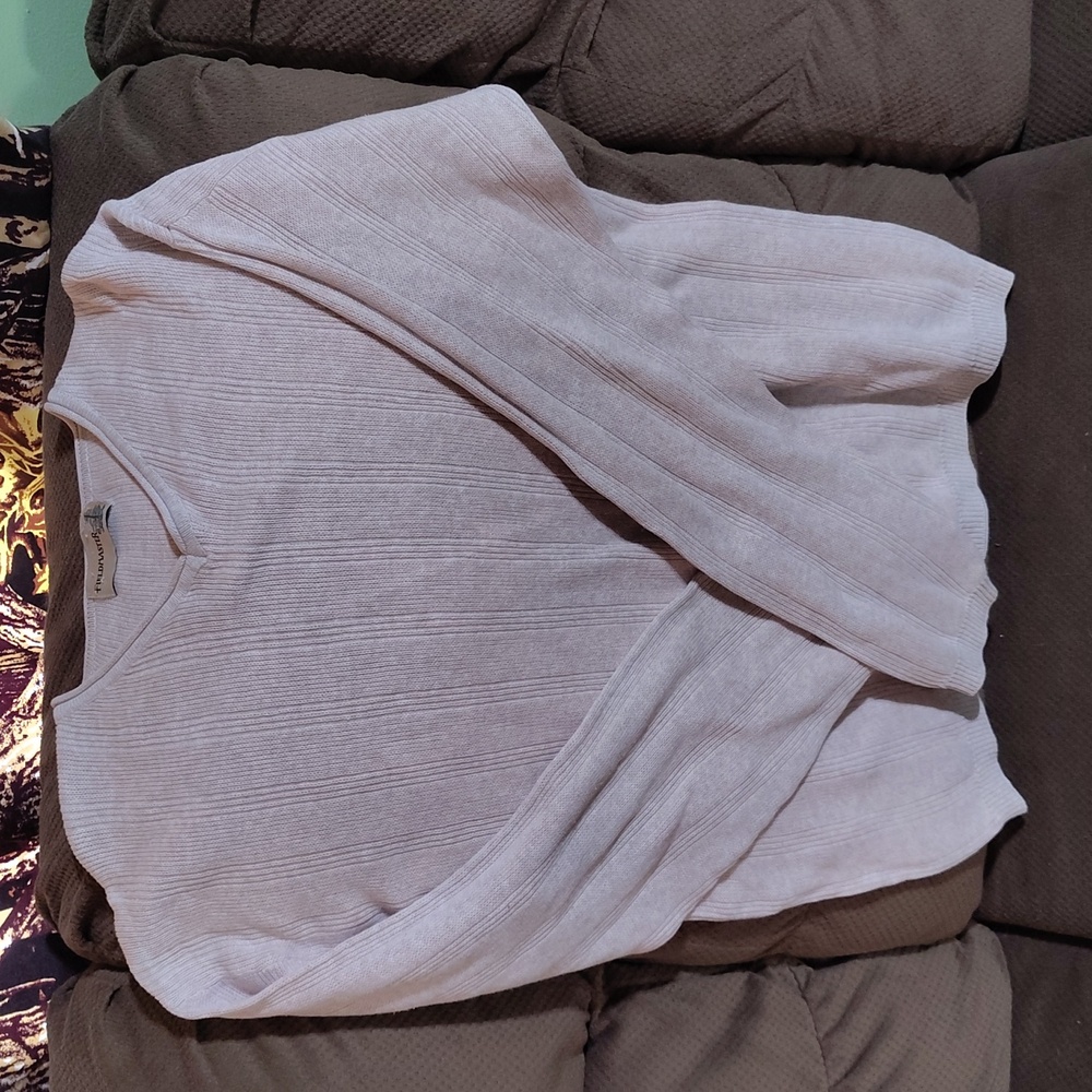 V-Neck Ribbed Sweater Cream Color